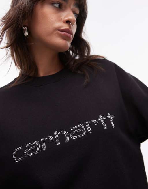 Carhartt WIP rivet print script sweatshirt in black | ASOS