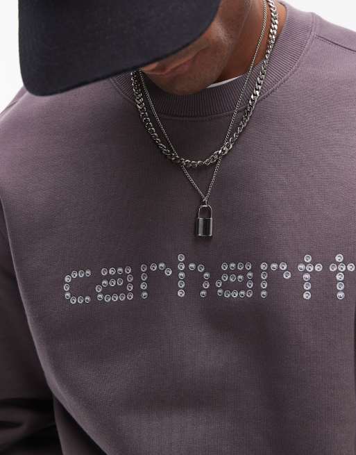 Carhartt WIP rivet script sweatshirt in brown | ASOS