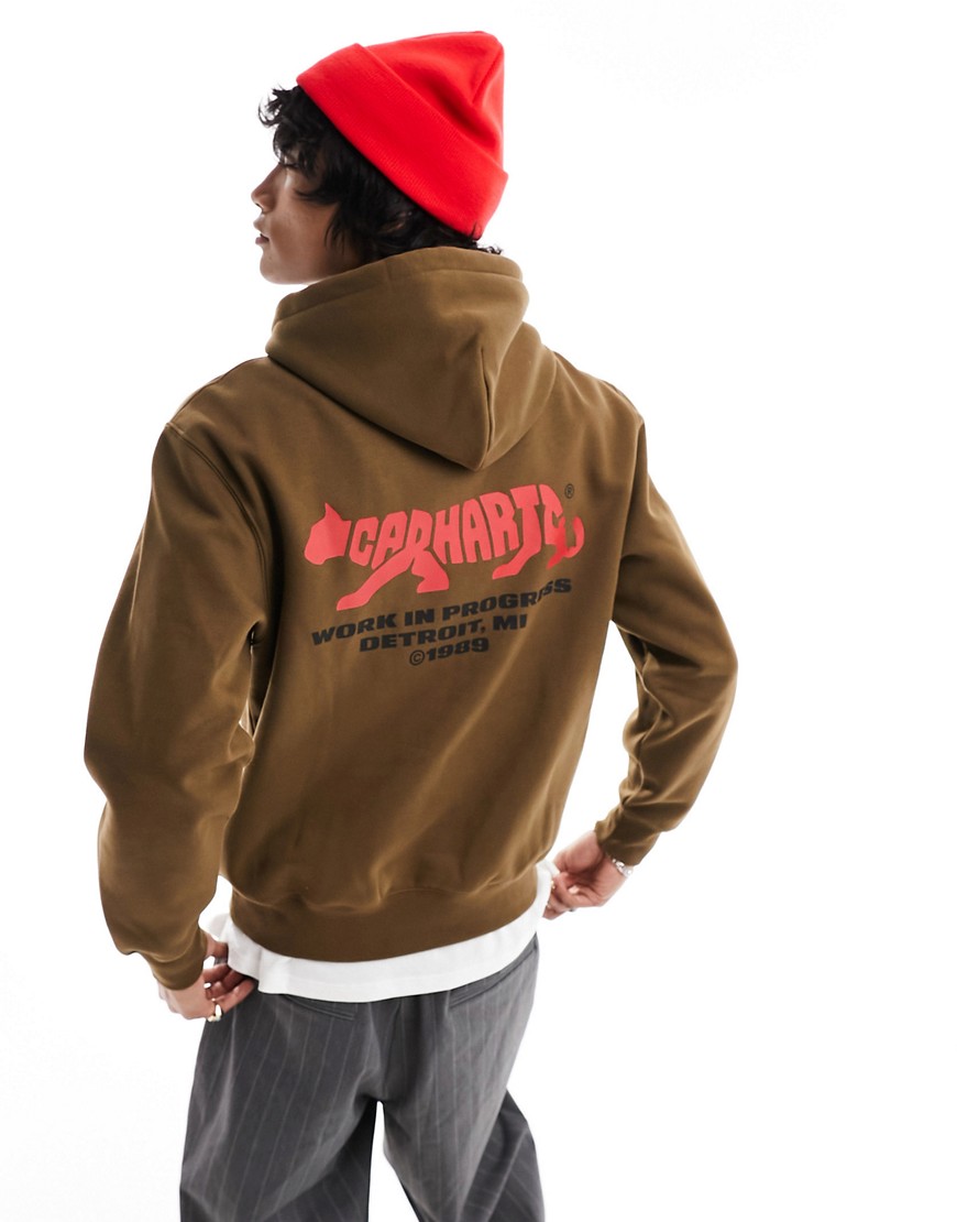 Carhartt WIP rocky script hoodie in brown