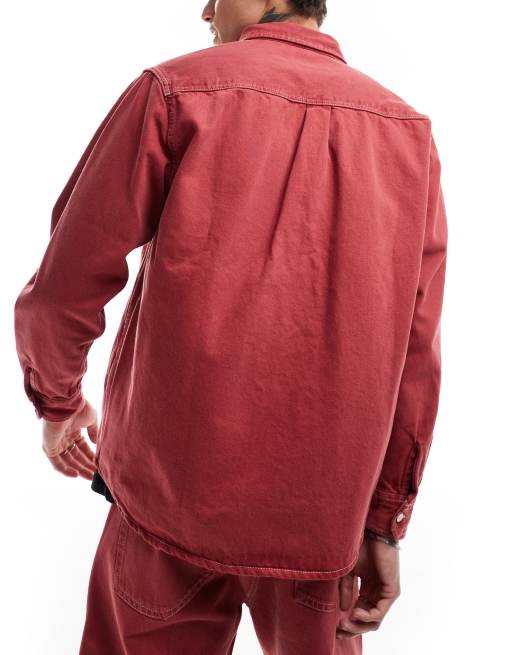 Carhartt WIP – Röd jeansskjorta i overdye, del av set, 4 av 4