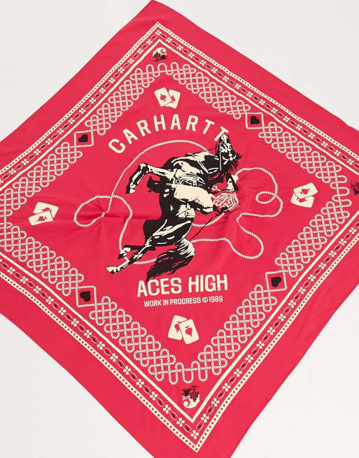Carhartt WIP - Röd stor bandana i rött med tryck, 4 av 4