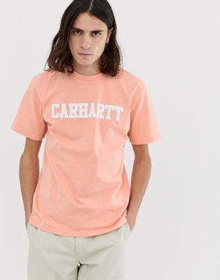 Carhartt WIP – Rosa, kortärmad t-shirt i collegestil