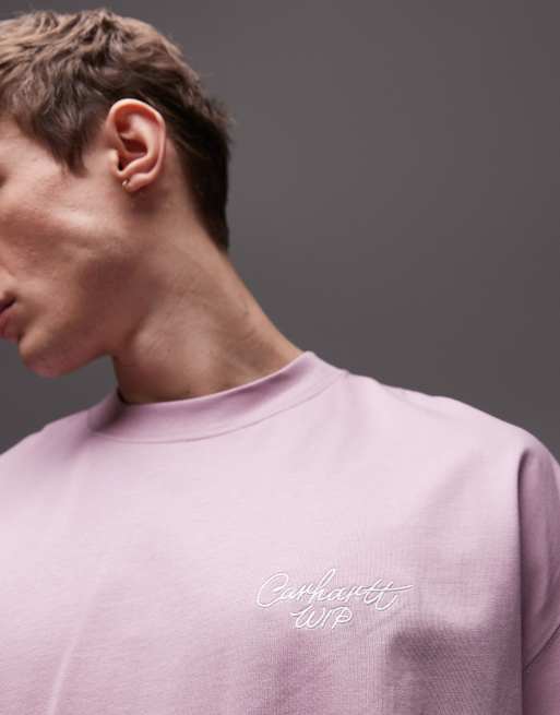 Carhartt WIP – Rosa t-shirt med skriftlogga, 2 av 4