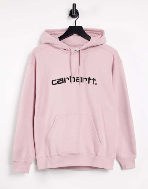 Carhartt WIP – Różowa bluza oversize z kapturem i logo
