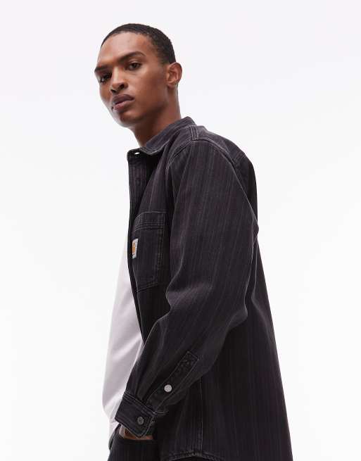 Carhartt WIP - Rylan - Camicia in denim nera a righe in coordinato, 5 di 5