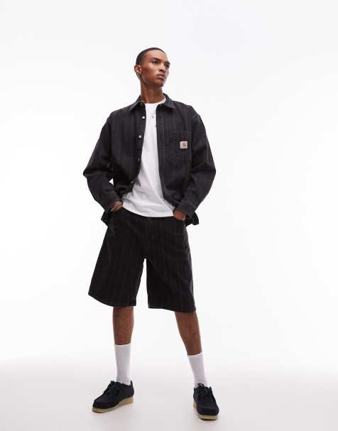 Carhartt WIP – Rylan – Czarny zestaw jeansowy w paski: koszula i szorty - view 1