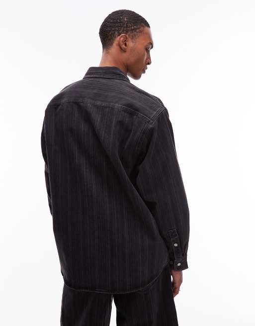 Carhartt WIP rylan denim shirt co ord in black stripe - BLACK