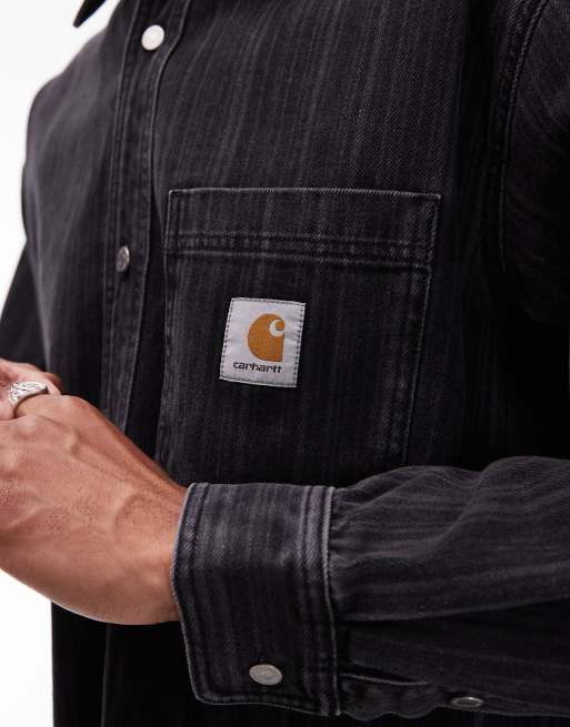Carhartt WIP rylan denim shirt co-ord in black stripe, 4 of 5
