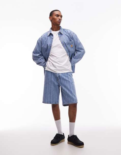 Carhartt WIP - Rylan - Pantaloncini di jeans ampi affusolati a righe in coordinato - view 1