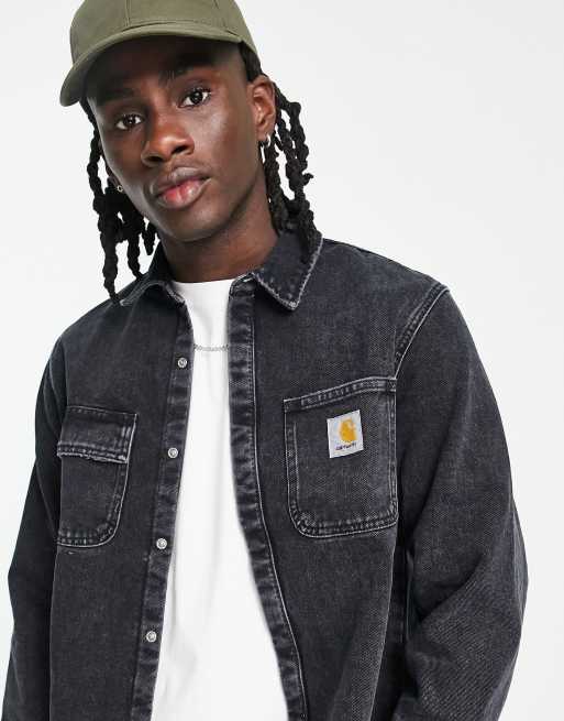 Carhartt WIP - Salinac - Denim overshirt in zwart met wassing