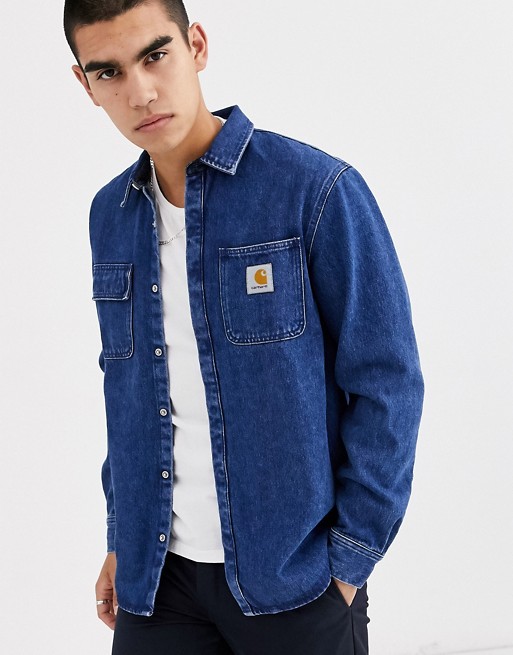 Carhartt WIP Salinac shirt jacket in stone washed blue