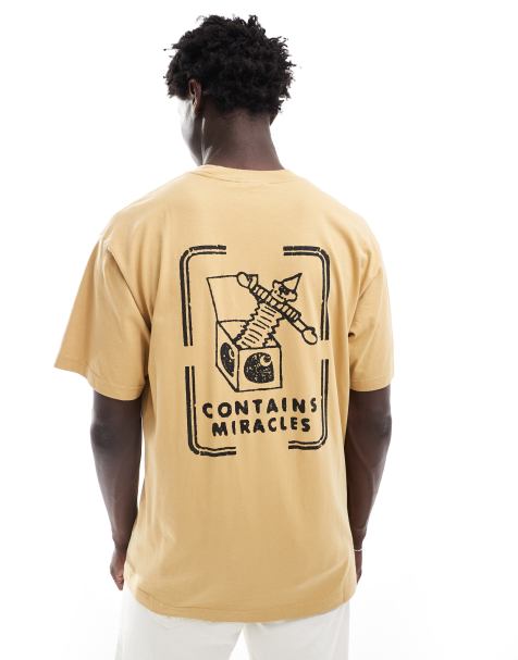Carhartt WIP – Sandfärgad t-shirt med stämplat magitryck - view 1