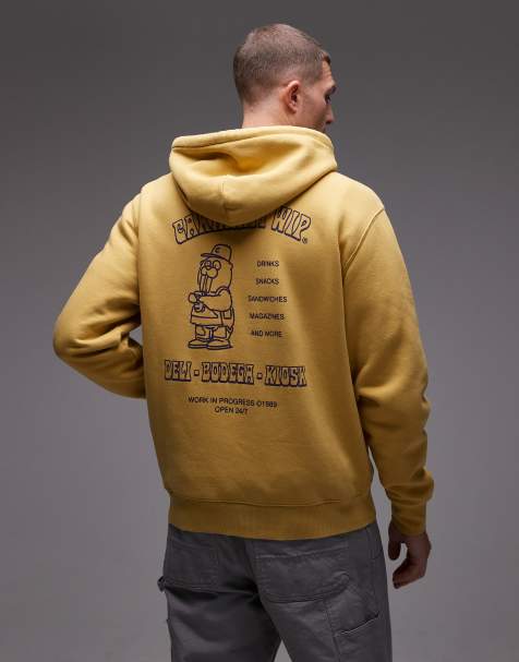 Carhartt WIP sandwich motif back hooded sweatshirt in yellow - view 1