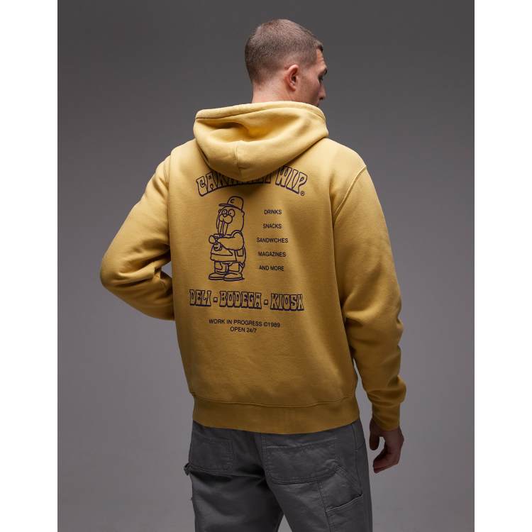 Carhartt WIP sandwich motif back hooded sweatshirt in yellow | ASOS