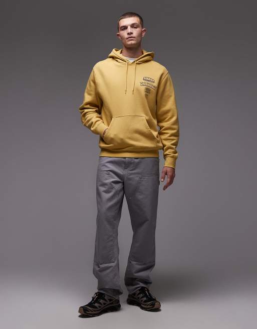 Carhartt WIP sandwich motif back hooded sweatshirt in yellow, 2 of 5