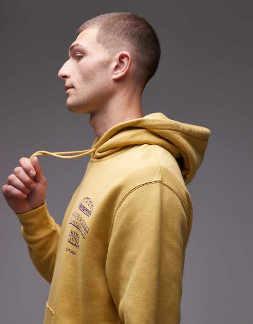 Carhartt WIP sandwich motif back hooded sweatshirt in yellow, 4 of 5