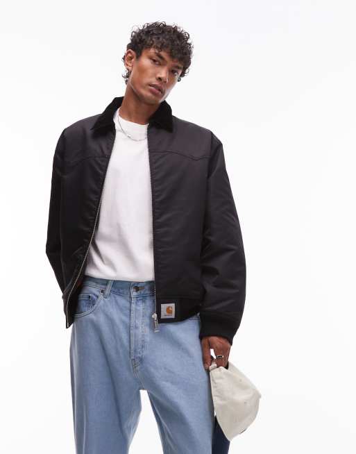 Carhartt WIP – Santa Fe – Zapinana na zamek czarna pikowana kurtka