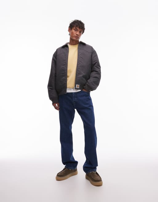 Carhartt WIP - Sante Fe Alumni - Doorgestikt jack met ritssluiting in grijs, 3 van 4