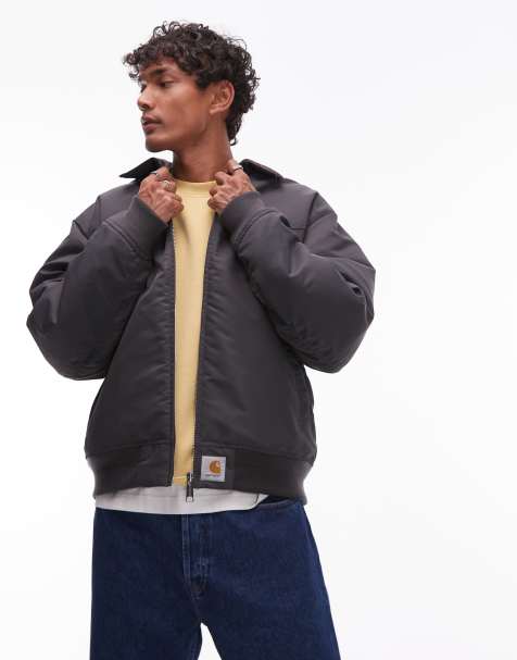 Carhartt WIP sante fe alumni quilted zip through jacket in grey - view 1