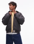 [Carhartt WIP] Carhartt WIP Sante Fe Alumni quilted zip through jacket in grey XL BLACK