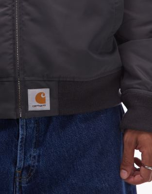 Carhartt Sante Fe Alumni Quilted Zip Up Jacket In Gray