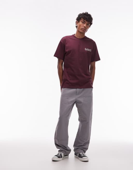 Carhartt WIP schooling relaxed t-shirt with back print in burgundy, 2 of 5