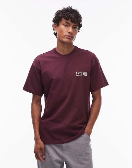 Carhartt WIP schooling relaxed t-shirt with back print in burgundy, 4 of 5