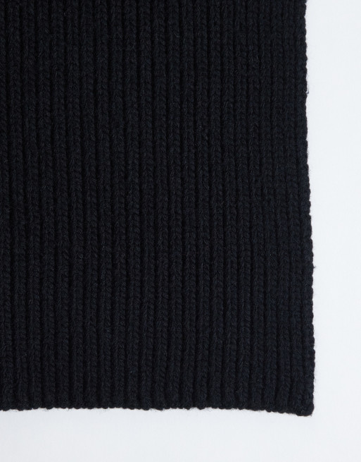 Carhartt WIP sciarpa in maglia con logo patch nera, 3 di 3