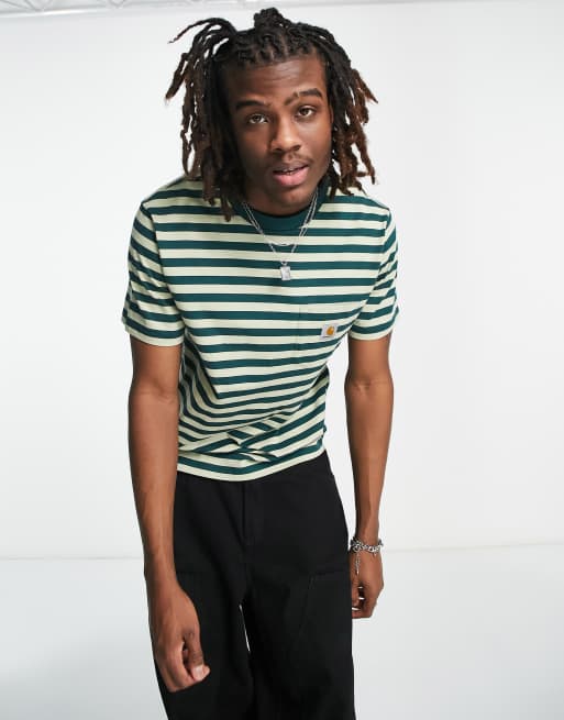 Carhartt WIP – Scotty – Gestreiftes T-Shirt in Grün