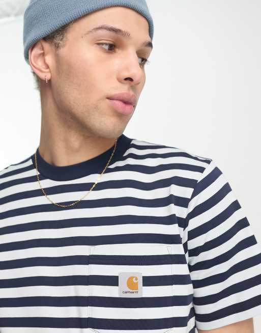 Carhartt WIP – Scotty – Niebieski T-shirt w paski