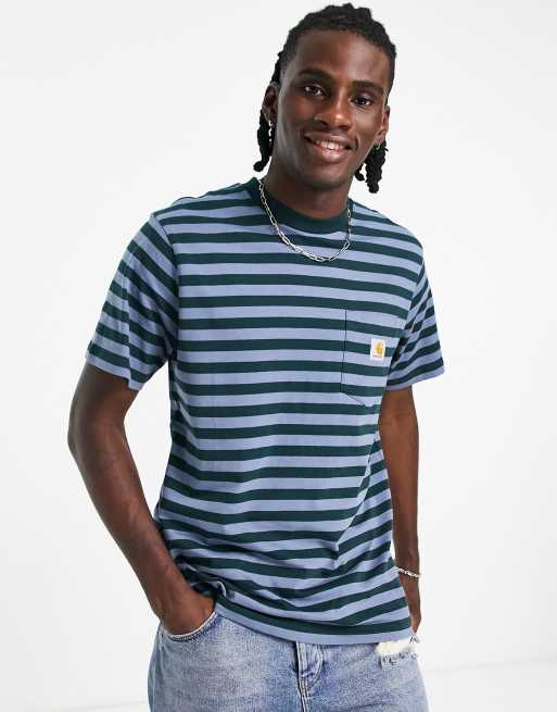 Carhartt blue best sale striped shirt