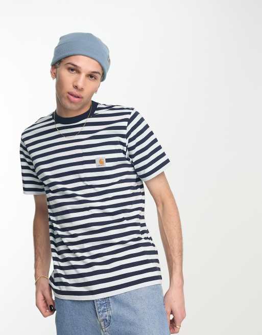 Carhartt WIP scotty striped t shirt in blue