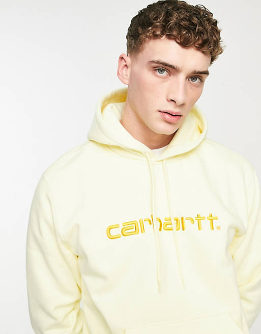 Carhartt WIP script embroidered hoodie in yellow | ASOS