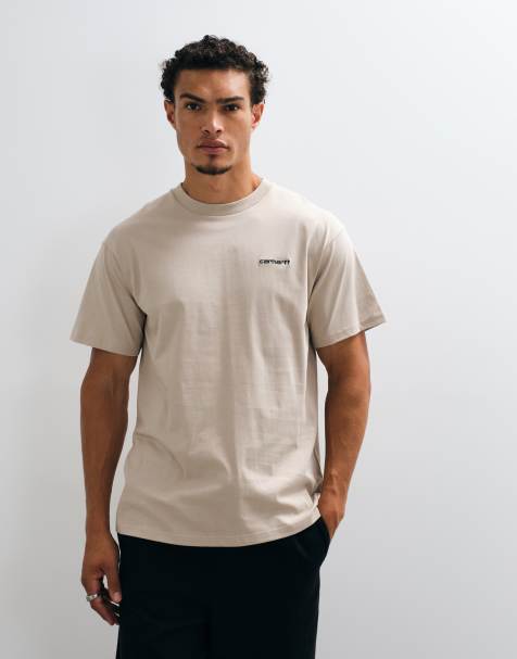Carhartt WIP Script Embroidery Logo-T-Shirt in Beige - view 1