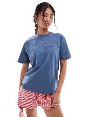 Carhartt WIP script embroidery t-shirt in blue