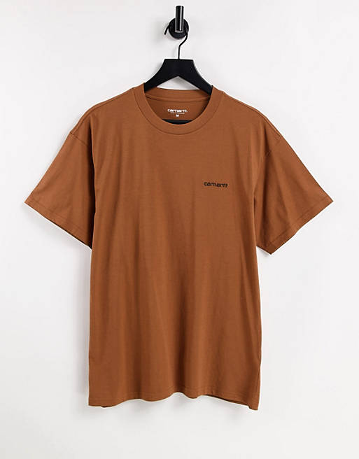Carhartt WIP script embroidery t-shirt in brown