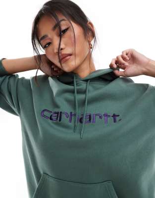 Carhartt WIP script logo hoodie in green