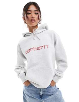 Carhartt WIP script logo hoodie in light grey