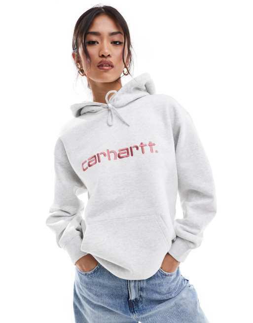 Carhartt WIP script logo hoodie in light grey ASOS