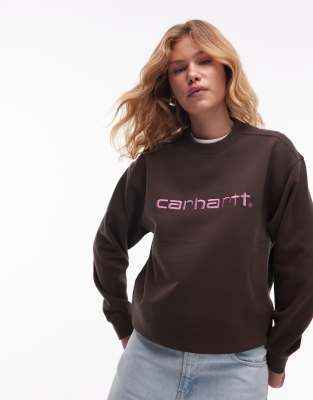 Carhartt WIP Carhartt WIP script sweatshirt in brown