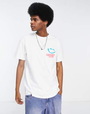 Carhartt WIP - Script - T-shirt à détail smiley - Blanc