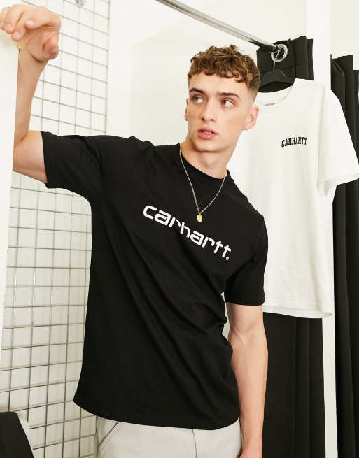 Terugspoelen Rechtdoor Whirlpool Carhartt WIP Script t-shirt in black | ASOS