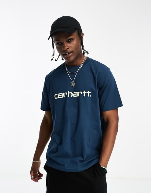 Carhartt WIP script t shirt in blue ASOS