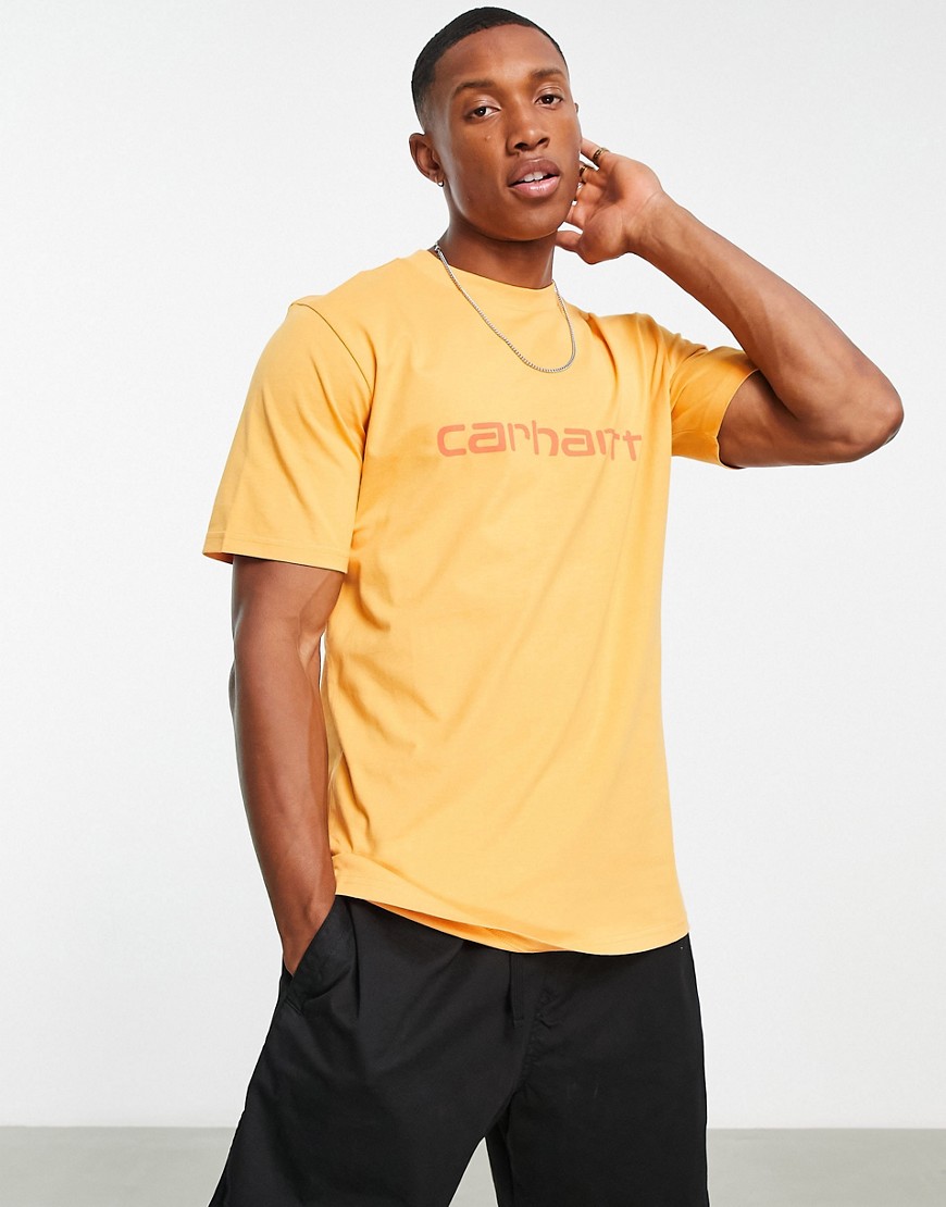 Carhartt WIP script T-shirt in orange