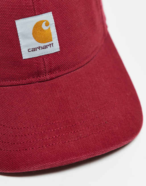 Carhartt WIP selby canvas cap in dark red, 2 of 3