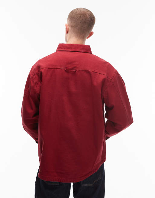 Carhartt WIP selby denim shirt jacket in red, 3 of 5