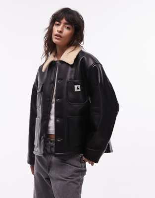 Carhartt WIP - Shepton OG - Jacke aus Kunstleder in Schwarz