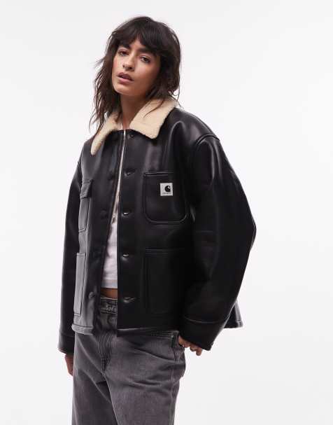 Carhartt WIP - Shepton OG - Michigan - Jack van imitatieleer in zwart - view 1