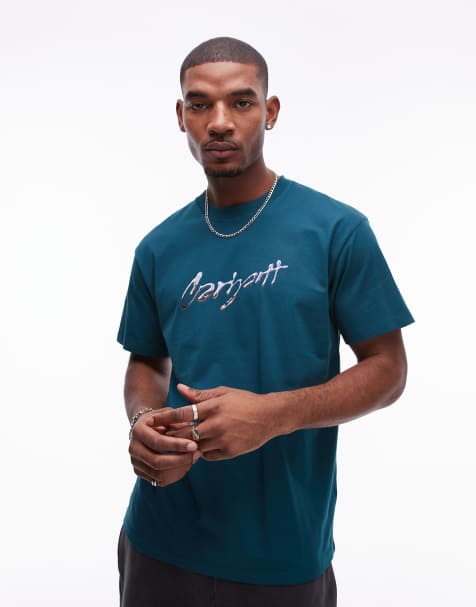 Carhartt WIP short sleeve drip script t-shirt in green - view 1