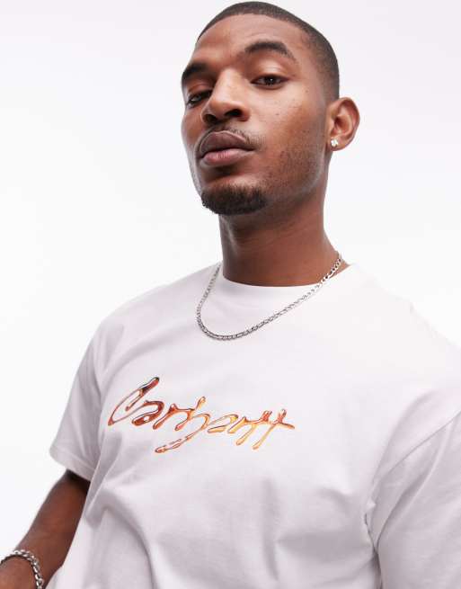 Carhartt WIP short sleeve drip script t-shirt in white | ASOS